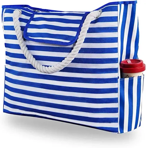 Genovega Extra Large Waterproof Canvas Beach Bag